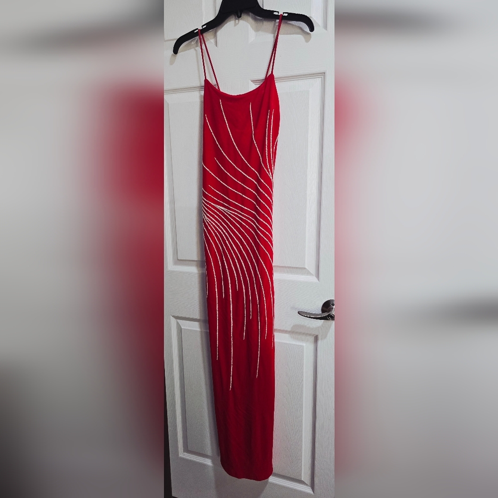 Grace Elegant Red Dress White Trim